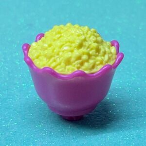 Mattel Pink Barbie Doll Food Movie Popcorn in Bucket Bowl Kitchen Accessory